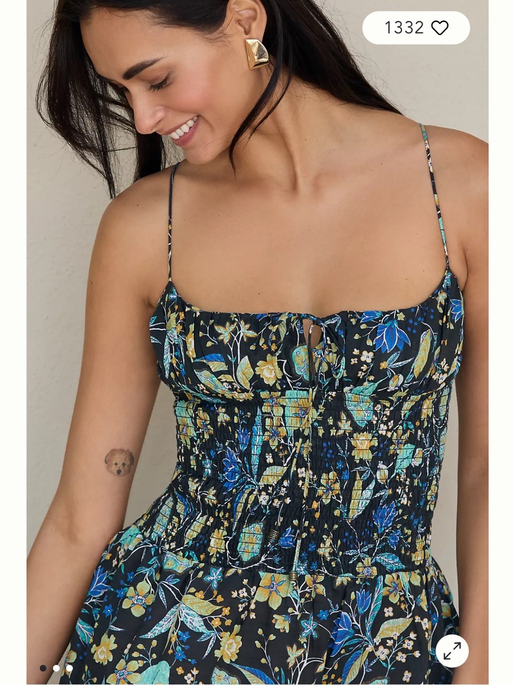 NWT Anthropologie (L) The Josephine Smocked Drop-Waist Dress: Mini Edition